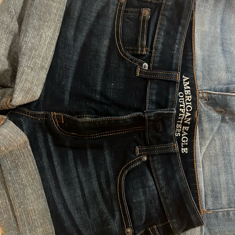3 pairs of almost new condition 2 denim and one white American Eagle shorts